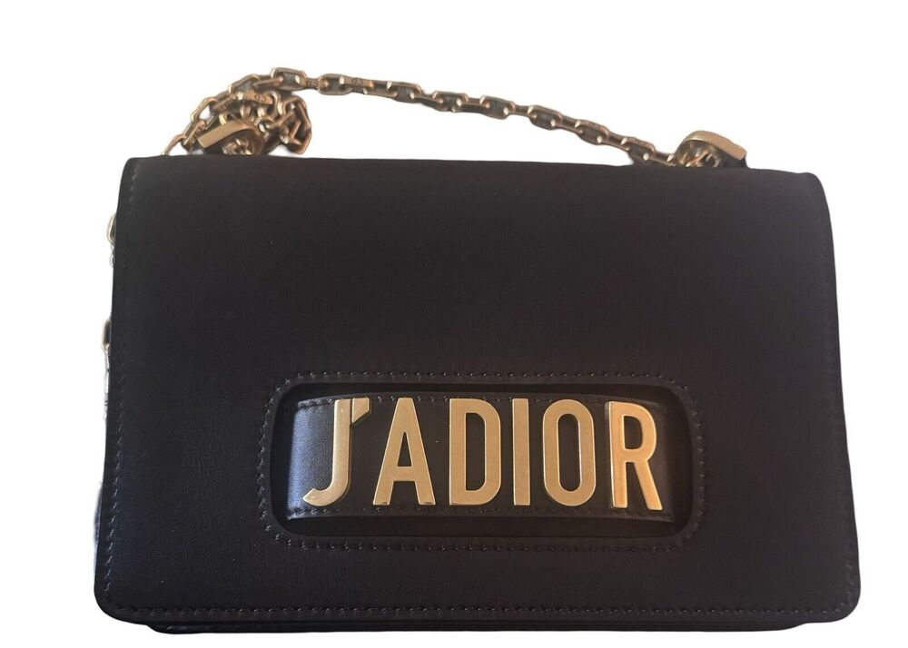Christian Dior J’Adior Medium Black Leather Flap Chain Shoulder Crossbody Bag